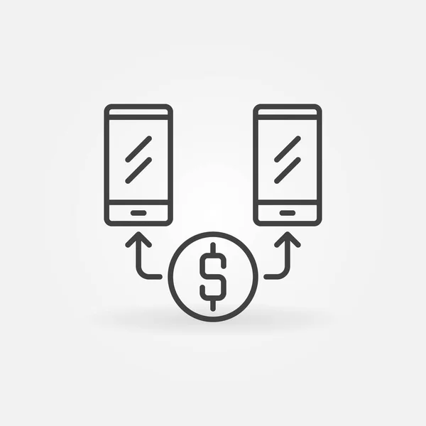 Smartphone Geld Transfer Vektor Konzept Linie Symbol — Stockvektor