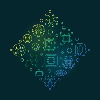 Makine Öğrenme konsepti vektör ana hatları renkli illüstrasyon