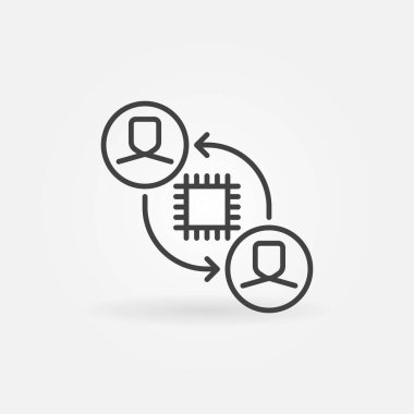 Okları ve Çipi olan kişiler vektör ana hatları simgesinin içinde