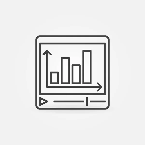 Видеоплеер с иконкой векторной линии Bar Chart — стоковый вектор