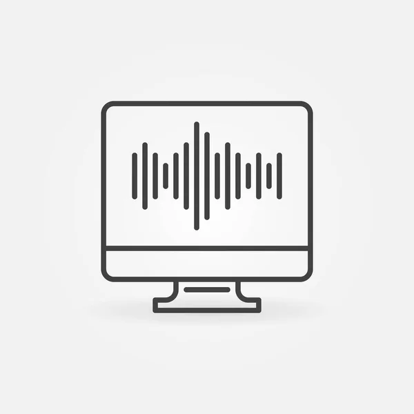 Onde sonore sur l'écran de l'ordinateur icône vectorielle contour — Image vectorielle