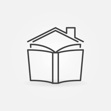 House Roof vektör ana hatları konsept simgesi altında kitap
