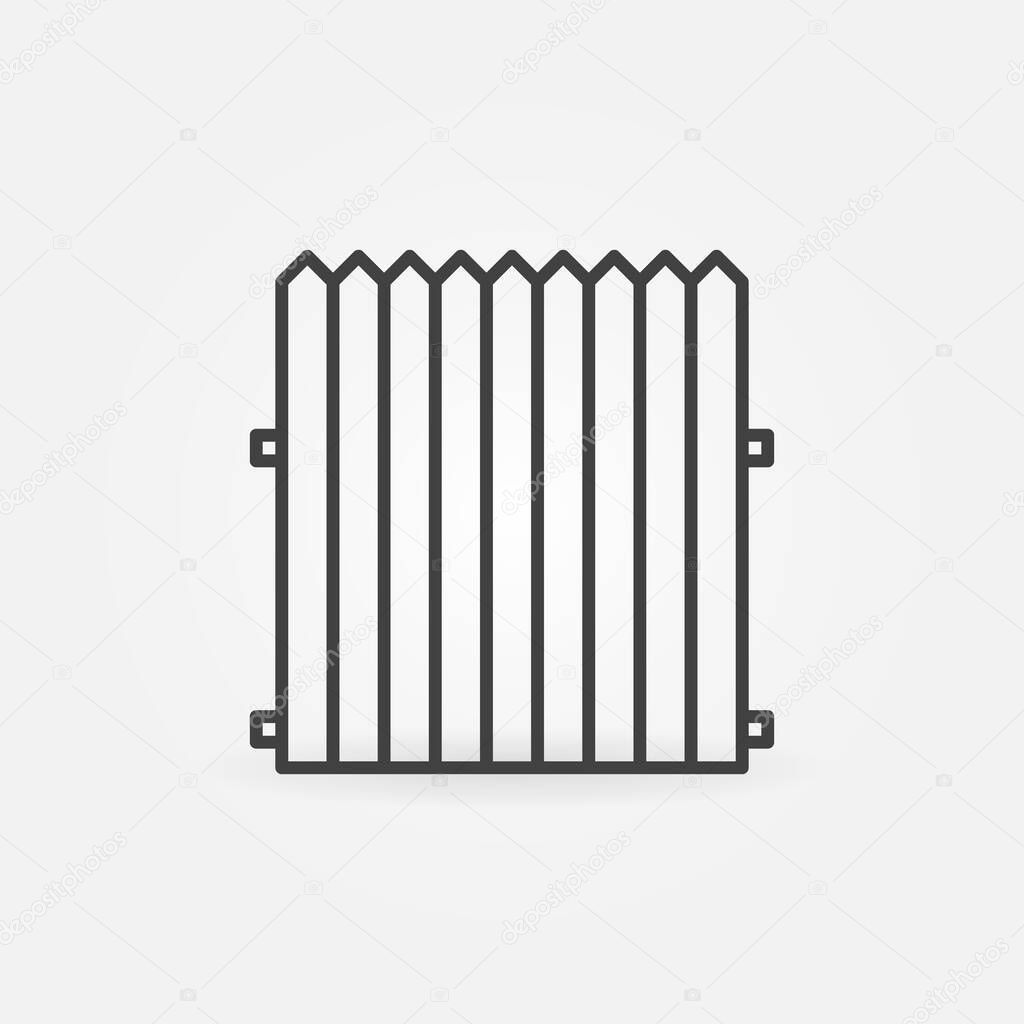 Wooden Palisade Fence linear vector concept icon or logo element