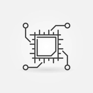 Çip veya İşlemci vektör ana hatları simgesi