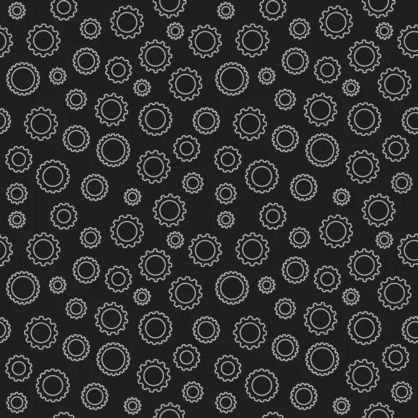 Cog Wheel vector dark seamless pattern — Stock Vector