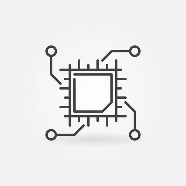 Chip ou ícone de esboço de conceito de vetor de processador — Vetor de Stock