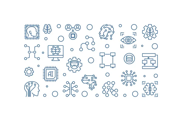 Künstliche Intelligenz Vektor skizzieren horizontale Illustration — Stockvektor