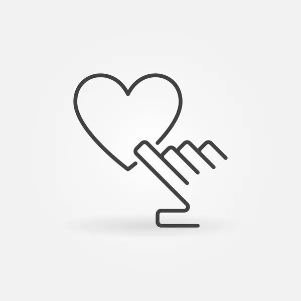 Toque na mão no ícone do esboço do coração. Sinal vetorial de doação online —  Vetores de Stock