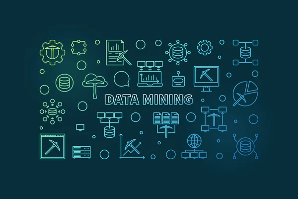 Data Mining kleurrijke lineaire banner. Vectorillustratie — Stockvector