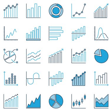 Grafik ve grafik yaratıcı simgeler. Vektör İstatistikleri sembolleri