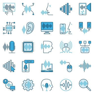 Konuşma Tanıma yaratıcı vektör simgeleri koleksiyonu