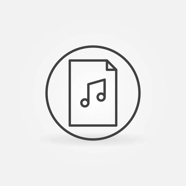 Document avec icône de contour de note musicale. Panneau de fichier musical — Image vectorielle
