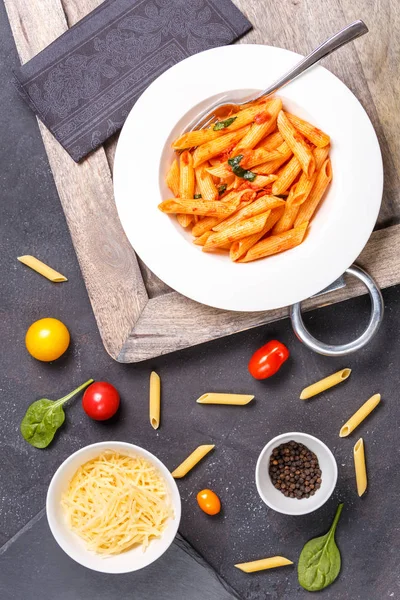 Gluten Free Pasta Ingredients Cooking Healthy Eating Concept Vertical — Stock Photo, Image