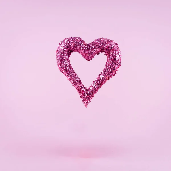 Glitter Heart Pink Background Valentines Day Love Concept Square — Stock Photo, Image