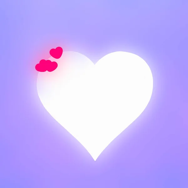 Witte Breuk Een Paarse Neon Achtergrond Valentine Dag Concept Trendy — Stockfoto