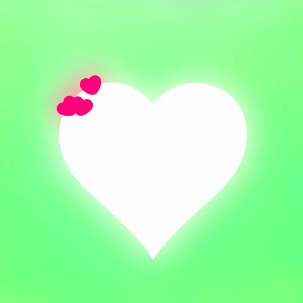 Yeşil Neon Arka Plan Üzerinde Beyaz Kalp Sevgililer Günü Kavramı — Stok fotoğraf