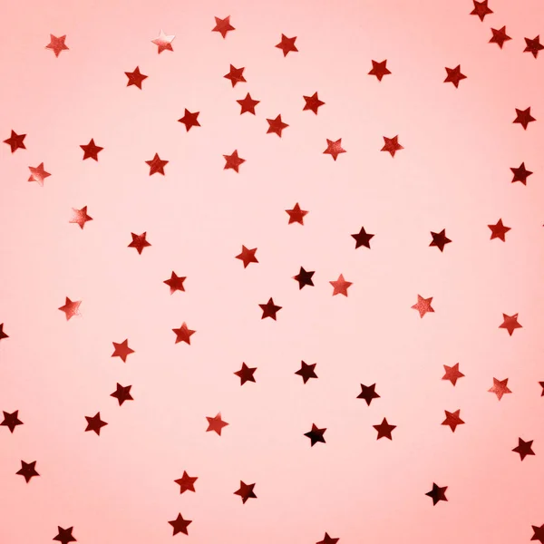 Golden Star Sprinkles Pink Festive Holiday Background Celebration Concept Top — Stock Photo, Image