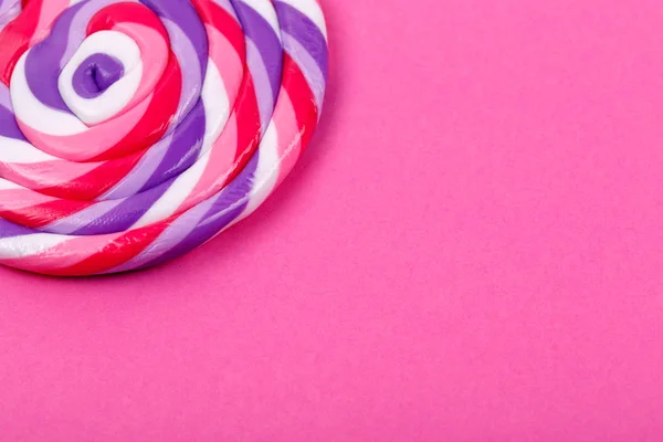 Big Lollipop Solid Pink Background Horizontal — Stock Photo, Image