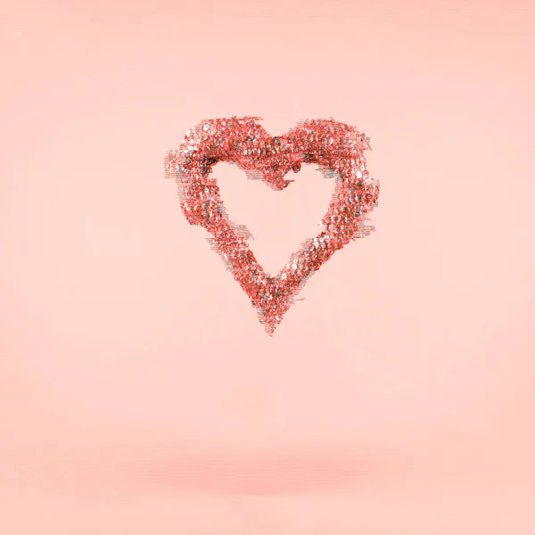 Glitter Heart Pink Background Valentines Day Love Concept Square Glitch — Stock Photo, Image