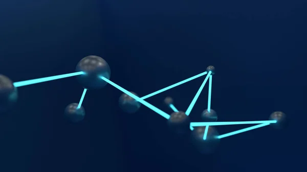 网络金属的现代例证与发光的连接 黑色背景 符号分子结构 — 图库照片