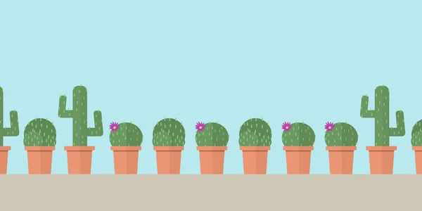 Banner Med Cactus Variationer Och Kopia Utrymme Minimal Platt Design — Stock vektor