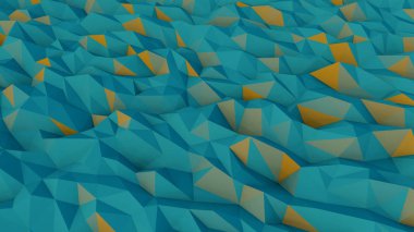 Soyut düşük poli geometrik arka planlar, Modern mavi/deniz mavisi/Orange desen: 3d render