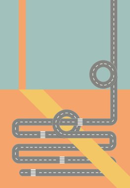 Yol parçaları ve kopya alanı, düz tasarım Dikey Banner ile modern grafik yol haritaları serisi renkli sanat
