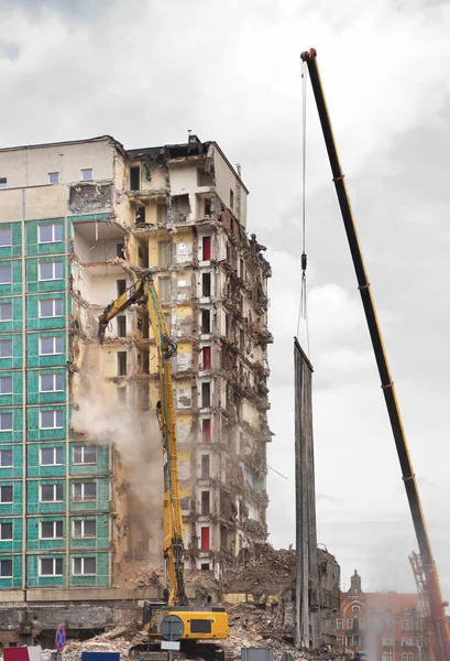 Distruzione Una Casa Katowice Polonia — Foto Stock