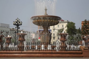 Khabarovsk 'taki Lenin Meydanı. Rusya