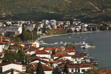Ohri 'nin panoramik manzarası. Makedonya