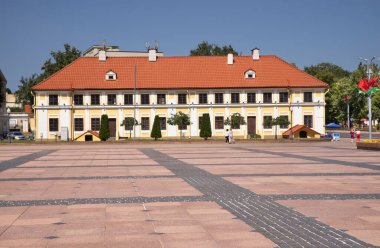 Grodno 'daki Lenin Meydanı' ndaki eski bina. Beyaz Rusya