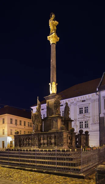 Plaque Column Square Republic Square Plzen Czech Republic — Stock Photo, Image