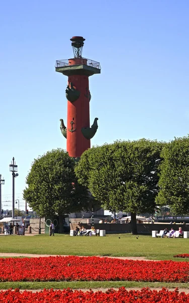 Rostral Columns Spit Vasilyevsky Basil Island Saint Petersburg Rusko — Stock fotografie