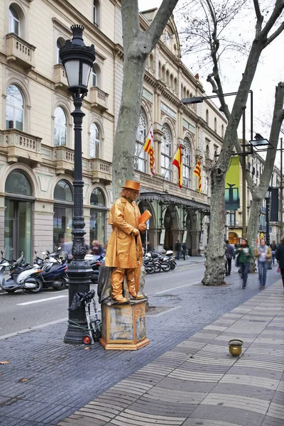 Escultura Viva Rambla Barcelona Espanha — Fotografia de Stock