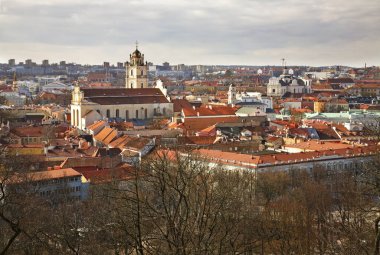Vilnius 'un panoramik manzarası. Litvanya