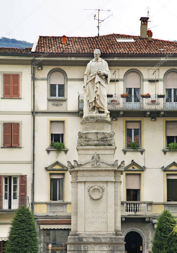 Monument to Alessandro Volta at Alessandro Volta square in Como. Italy