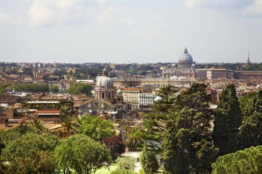 Roma 'nın panoramik manzarası. İtalya