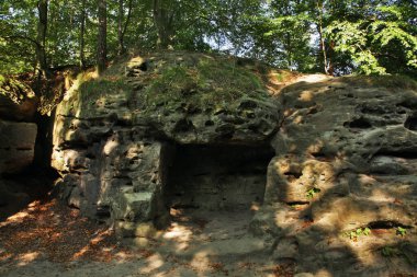 Bastei, Rathen köyü yakınlarındaki Elbe kumtaşı dağlarında. Sakson İsviçre Ulusal Parkı. Almanya