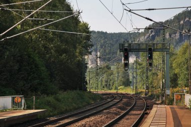 Kurort Rathen tren istasyonu. Almanya