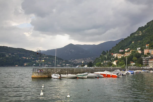 Molo Mieście Como Włochy — Zdjęcie stockowe