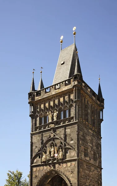 Torre Staro Mesto Fim Ponte Charles Praga República Checa — Fotografia de Stock