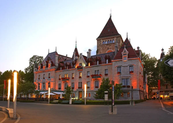 Chateau Ouchy Hotel Lausanne Suíça — Fotografia de Stock