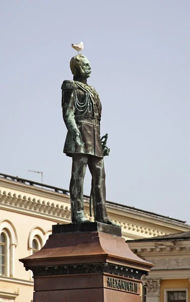 Statue Alexandre Sur Place Cathédrale Helsinki Finlande — Photo
