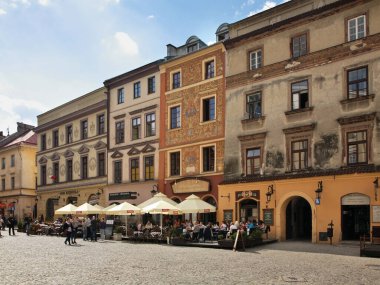 Lublin 'deki pazar meydanı. Polonya