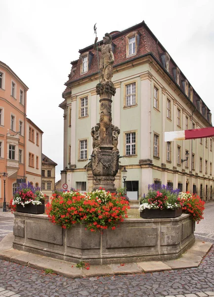 Roland Mars Fountain Market Square Zittau Germany — Stock Photo, Image