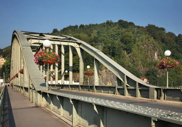 Ponte Tyrsuv Sul Fiume Labe Decin Repubblica Ceca — Foto Stock