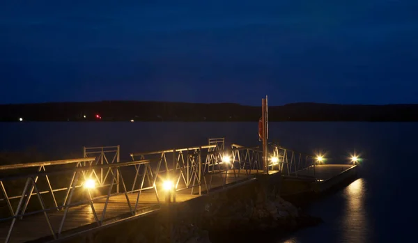 Pier at Ladoga lake in Sortavala (Serdobol). Republic of Karelia. Russia — Stock Image Pier Ladoga Lake Sortavala Serdobol Republic Karelia Russia Royalty Free Stock Photos