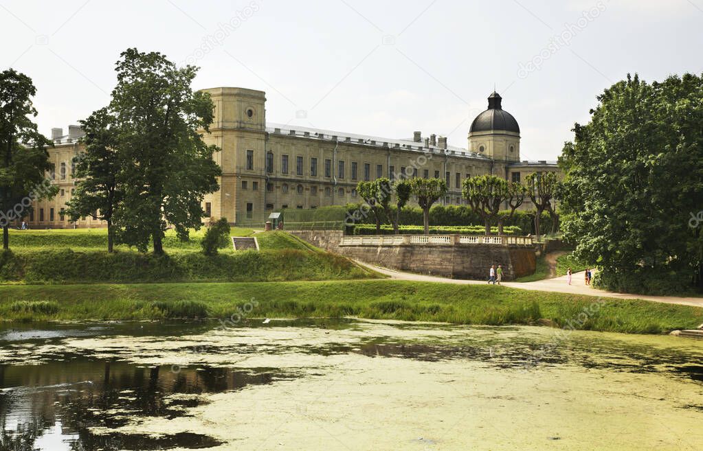 Great Gatchina Palace and Karpin Pond. Russia