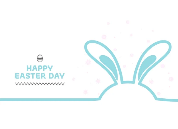 Minimale Lijn Happy Easter Day Minimale Lijn Bunny Oren Achtergrond — Stockvector