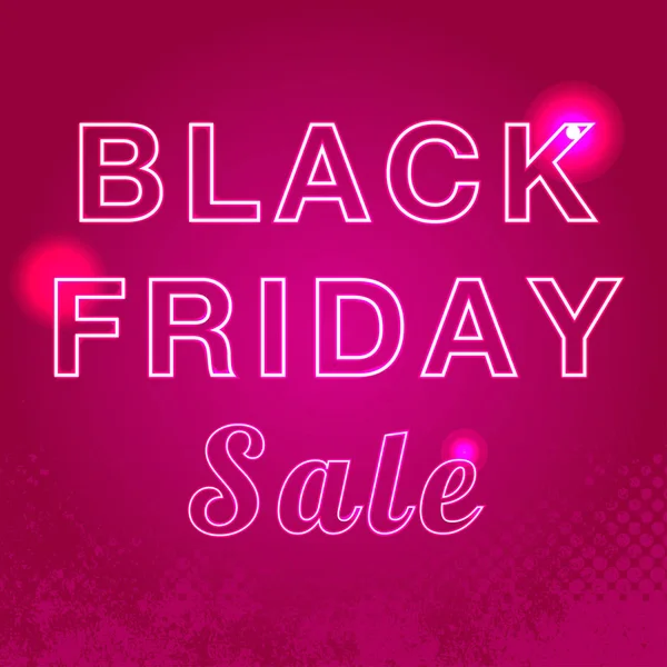 Illustration Zum Black Friday Sale Werbedesign Leuchtende Neonschwarze Freitag Reklame — Stockvektor